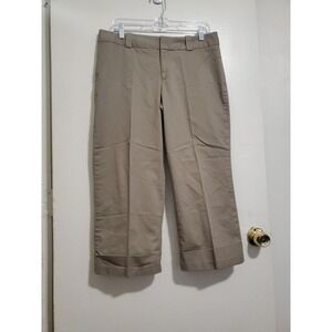 Merona Chino Capri Dress Pants Womens Cropped Size 10 Tan Cuffed Casual